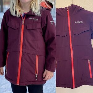 Columbia Titanium girls jacket coat Omni-Heat quilted Outgrown burgundy S 7/8
